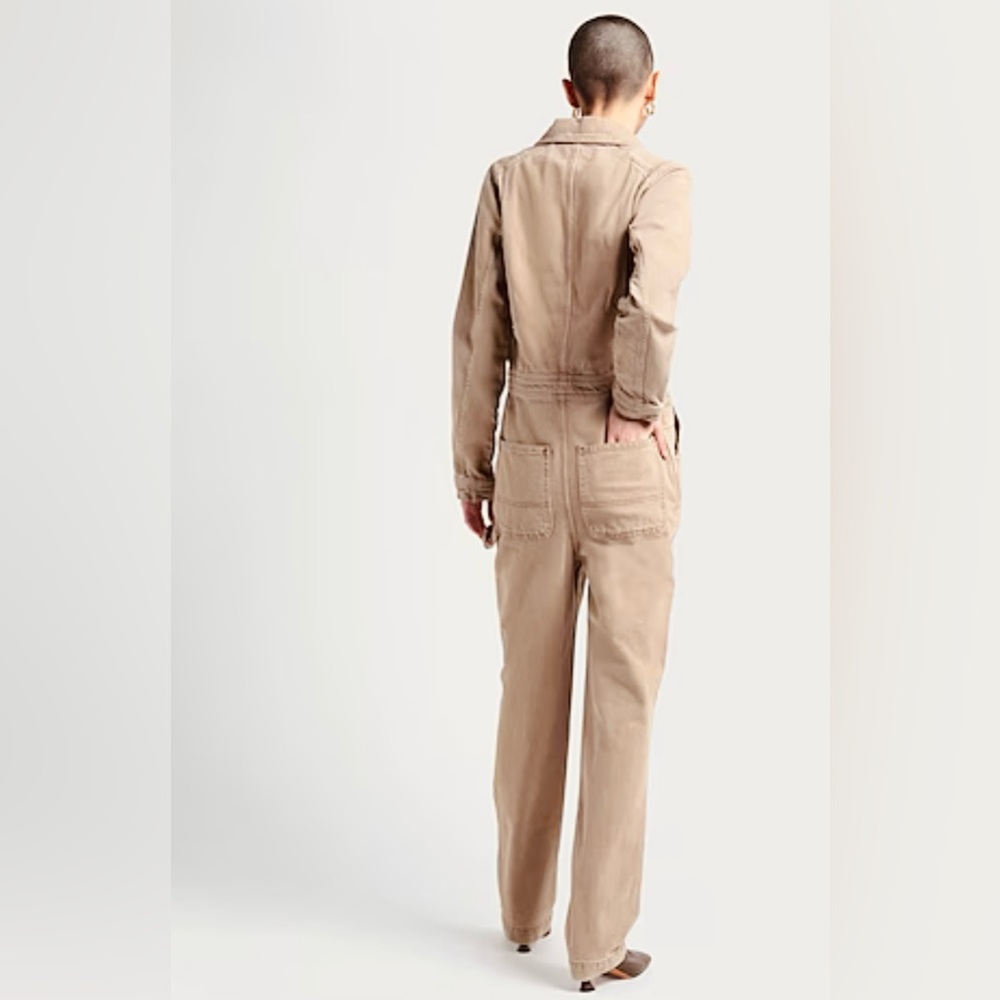 TOPSHOP - ⚠️Long Sleeve,Non-stretch, Tan Denim Boilersuit - Women’s Size 12 - Picture 2 of 6